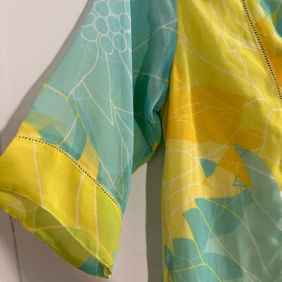 Barbizon Womens Dress Cover Up Gown Maxi Yellow Blue Beach Lined Small NWT - Picture 4 of 5